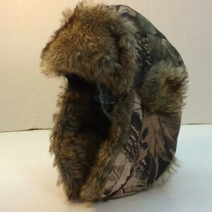 Camouflage Faux Fur Trimmed Hat